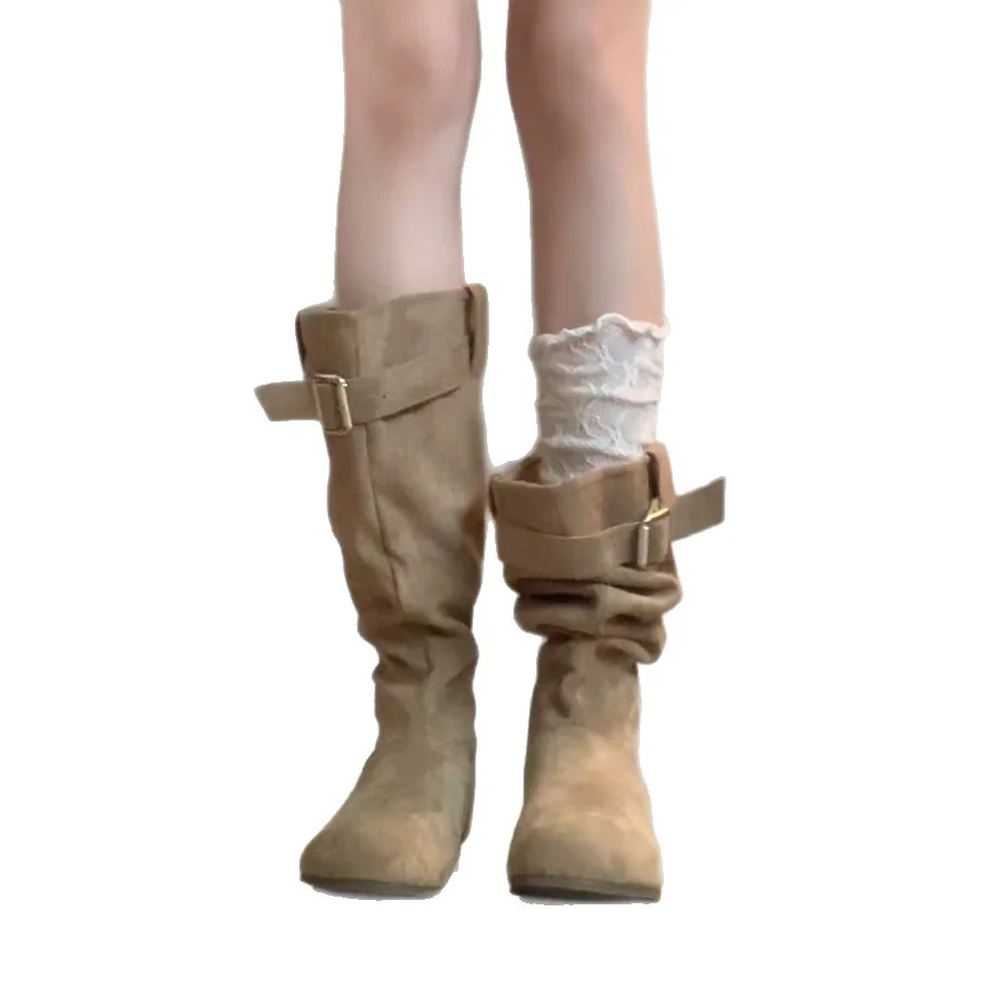 Damen Elegante und lässige Winterstiefel mit modischem Falten-Design und praktischer Schnalle Heidi Mode - Image 5