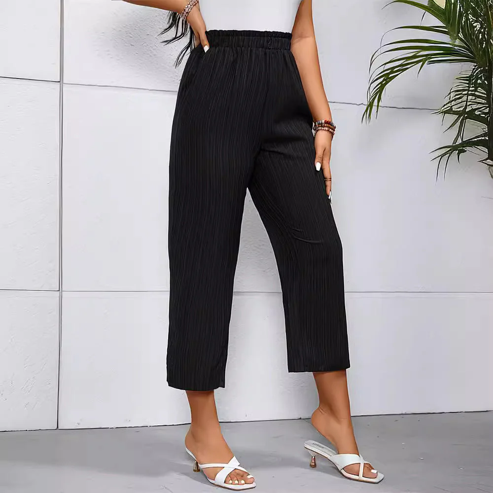 Damen Elegante und Luftige Plisseehose mit Elastischem Bund Heidi-Mode - Image 3