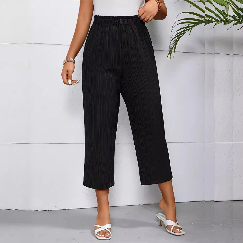 Damen Elegante und Luftige Plisseehose mit Elastischem Bund Heidi-Mode - Image 6