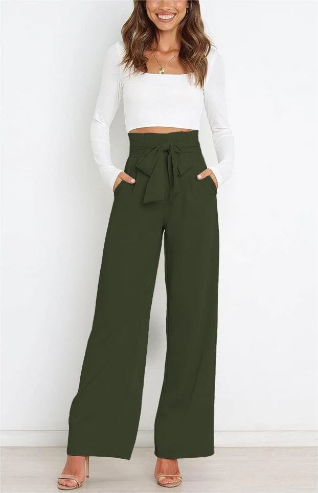 Damen Elegante Weite Stoffhose mit Taillengürtel Heidi-Mode - Image 11