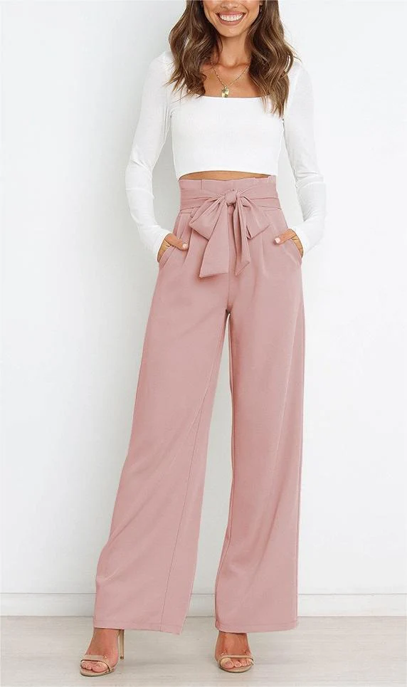 Damen Elegante Weite Stoffhose mit Taillengürtel Heidi-Mode - Image 14