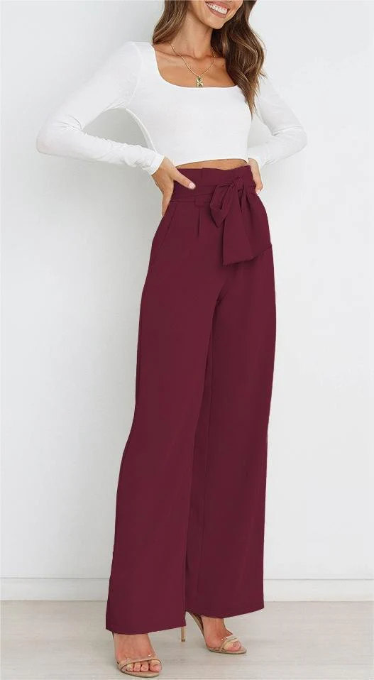 Damen Elegante Weite Stoffhose mit Taillengürtel Heidi-Mode - Image 16