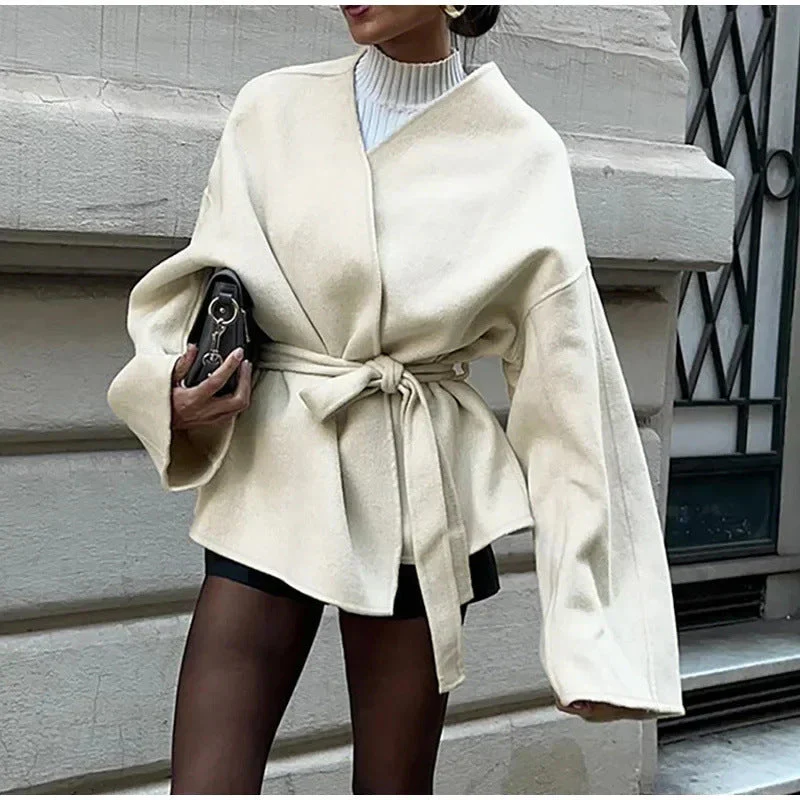 Damen Elegante Wickeljacke mit Taillengürtel Heidi-Mode - Image 3