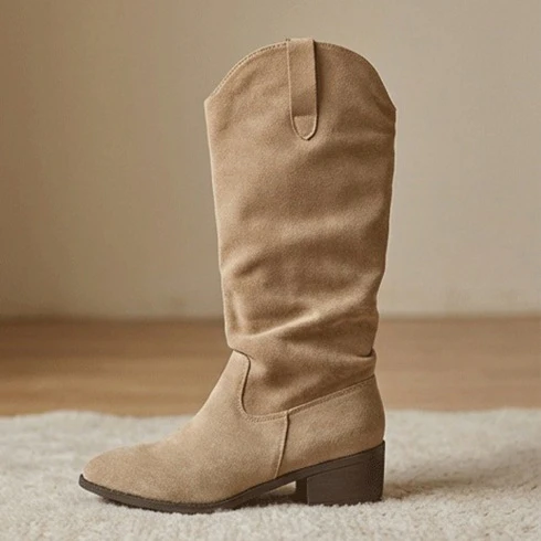 Damen Elegante Wildleder-Stiefel mit leichtem Stretch-Schaft Heidi Mode - Image 2