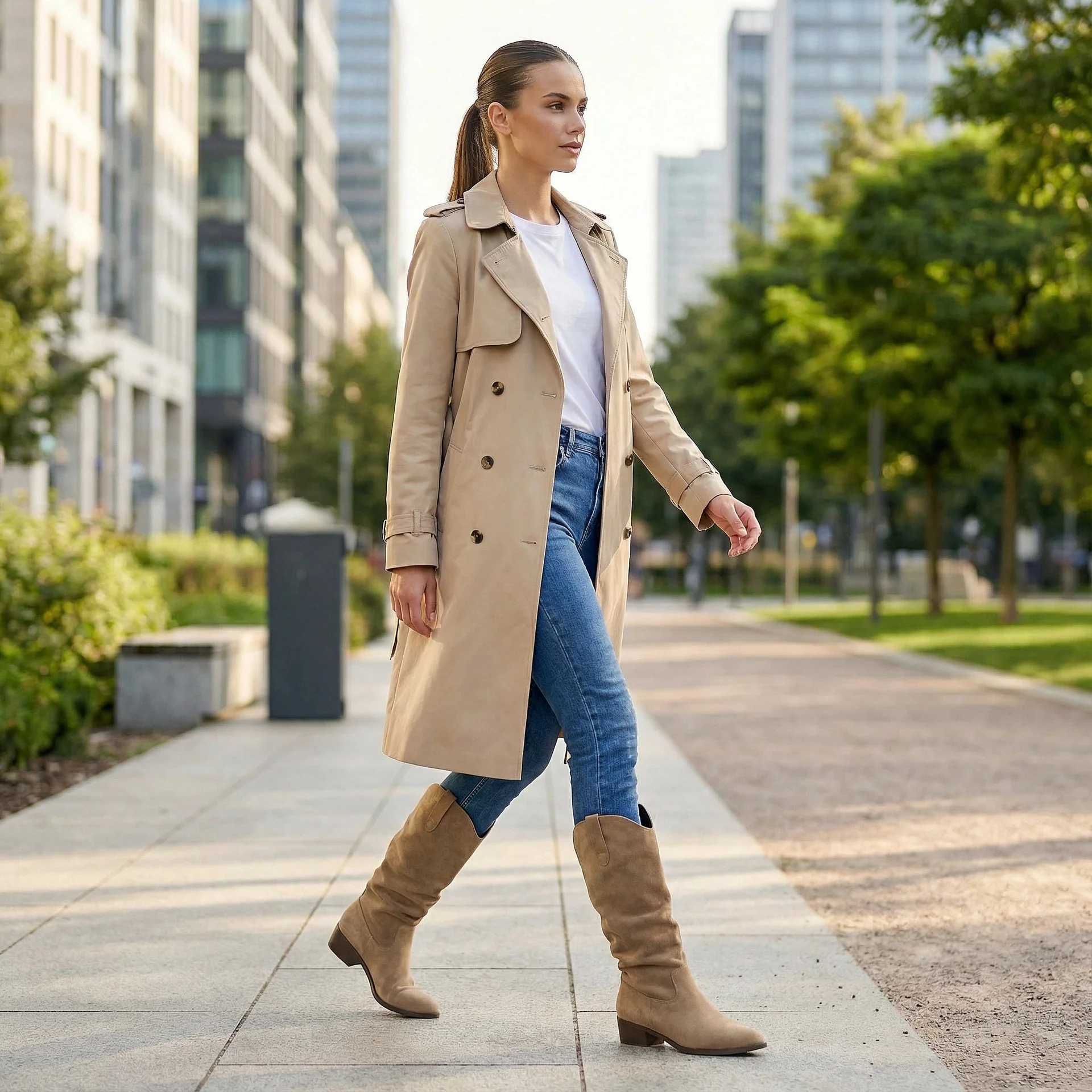 Damen Elegante Wildleder-Stiefel mit leichtem Stretch-Schaft Heidi Mode - Image 4