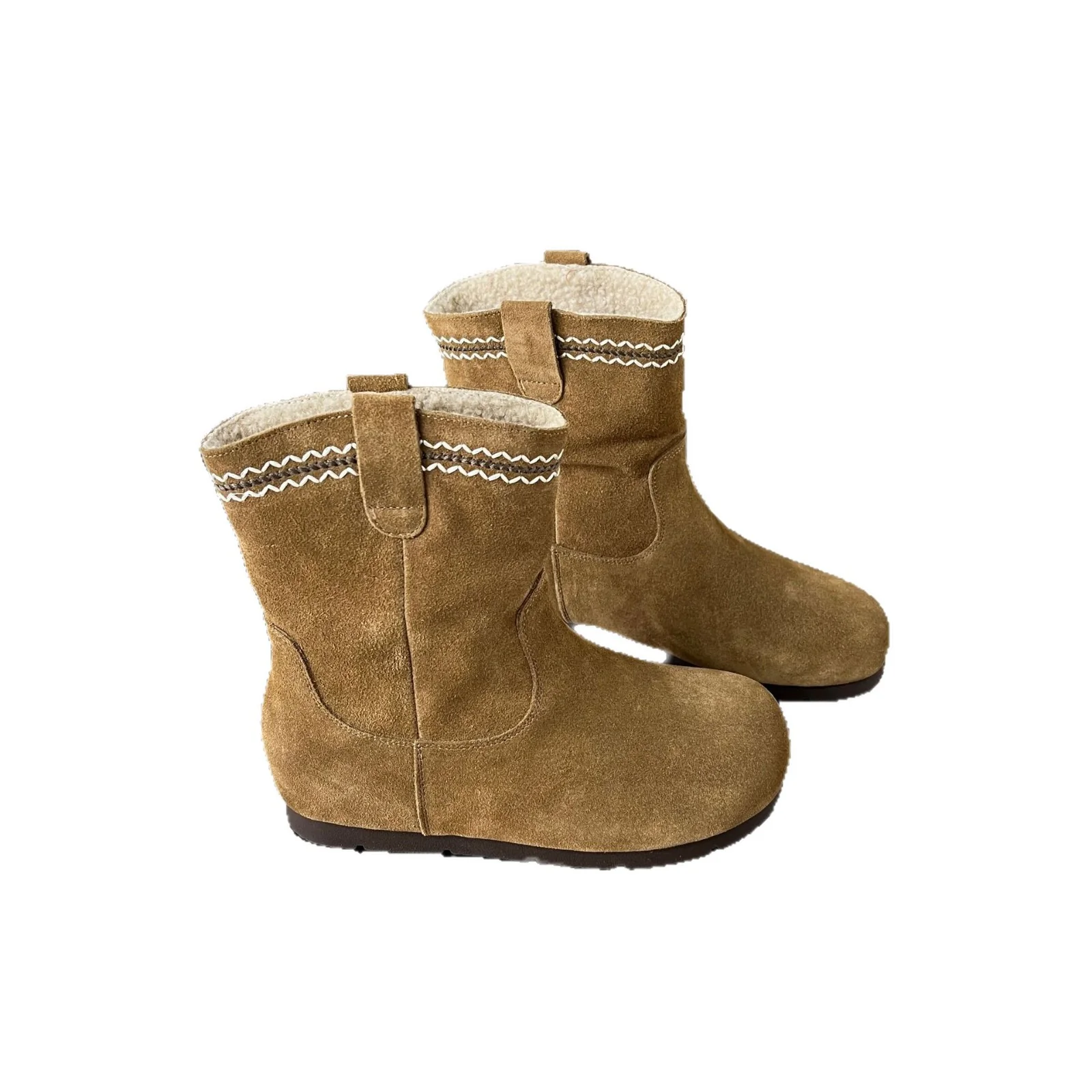 Damen Elegante Wildleder-Stiefel mit warmem Innenfutter und dekorativen Nähten Heidi Mode - Image 5