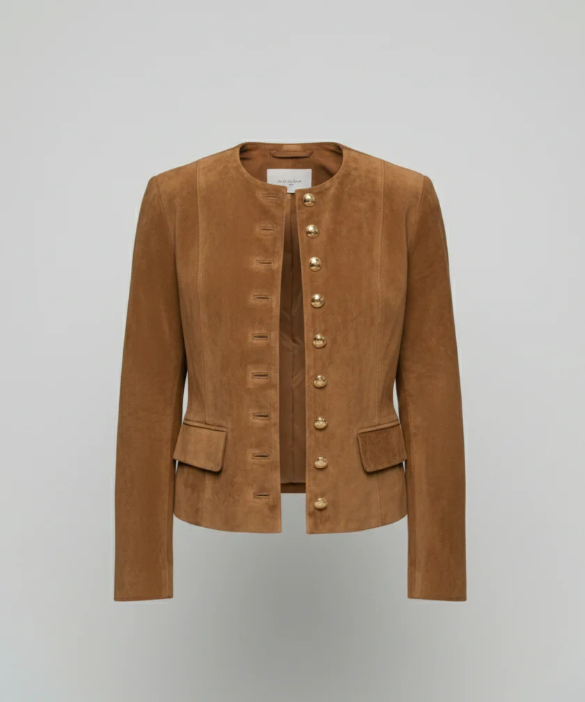 Damen Wildlederjacke mit goldenen Knöpfen - Image 5