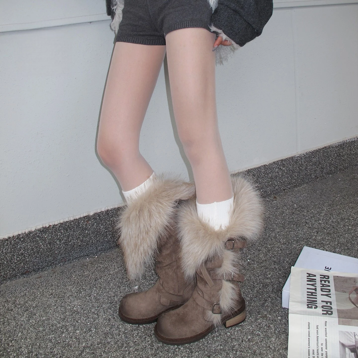 Damen elegante Winterstiefel mit modischem Kunstfellrand und praktischen Schnallen Heidi Mode - Image 4