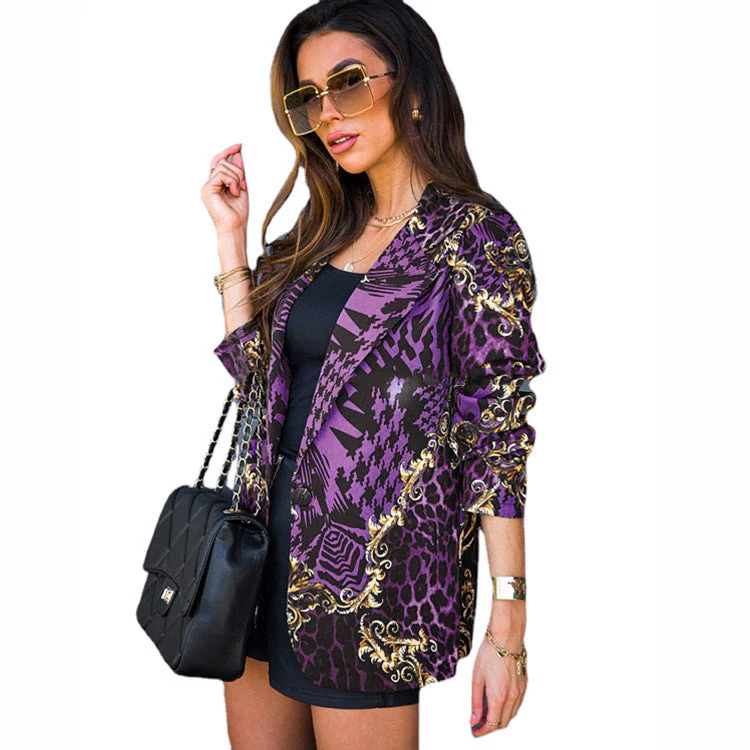 Damen Eleganter Blazer mit Glänzendem Leoparden-Design und Goldenen Akzenten Heidi-Mode - Image 5
