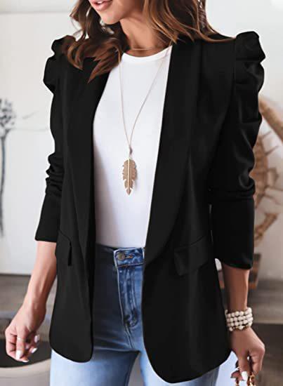 Damen eleganter Blazer mit Puffärmeln und praktischen Taschen Heidi-Mode - Image 3