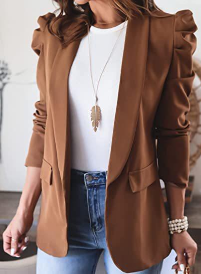 Damen eleganter Blazer mit Puffärmeln und praktischen Taschen Heidi-Mode - Image 4