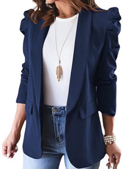 Damen eleganter Blazer mit Puffärmeln und praktischen Taschen Heidi-Mode - Image 5