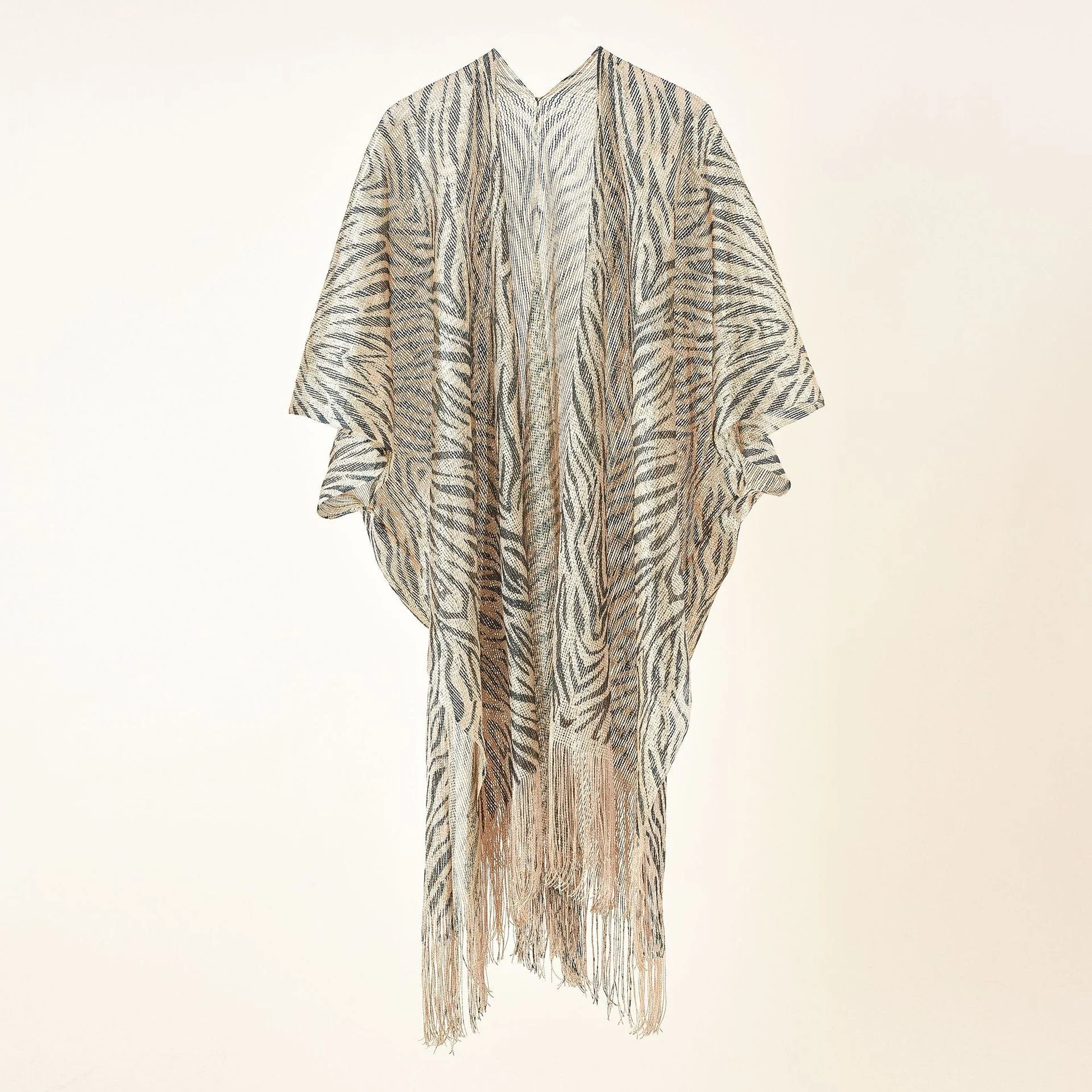 Damen Eleganter Fransen-Poncho mit Leopardenmotiv Heidi-Mode - Image 6