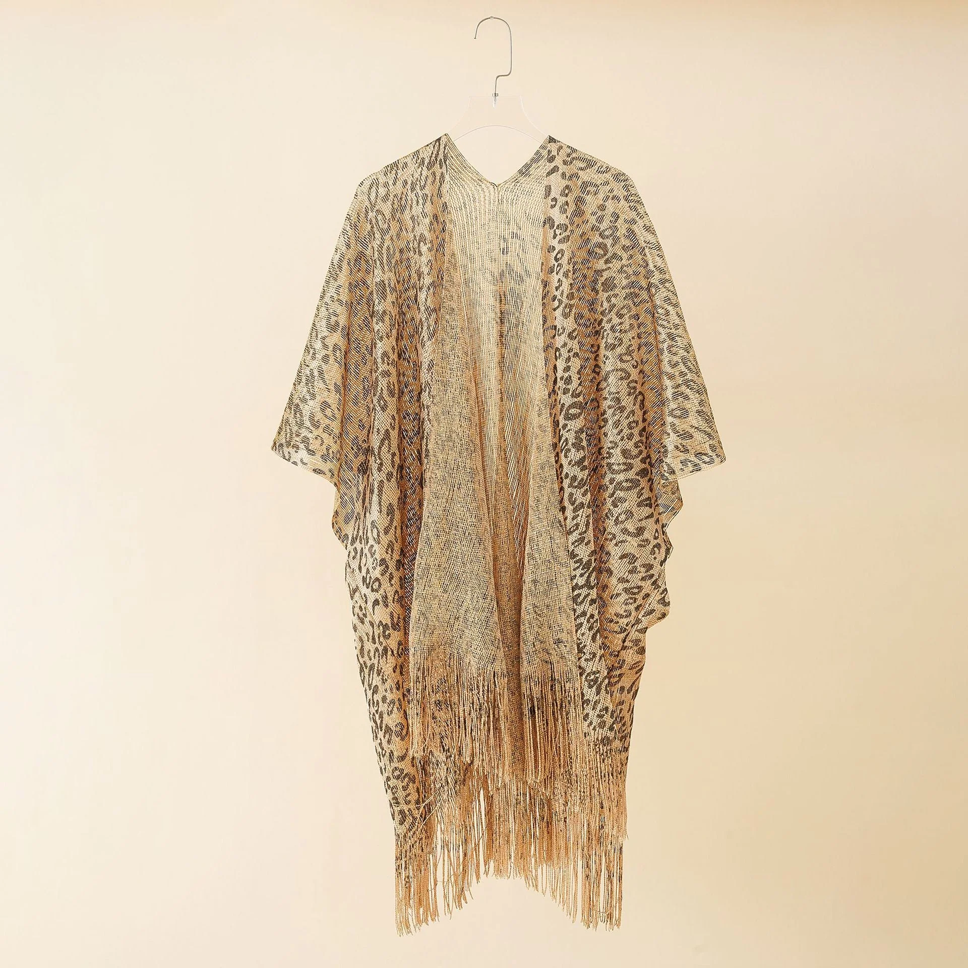 Damen Eleganter Fransen-Poncho mit Leopardenmotiv Heidi-Mode - Image 7