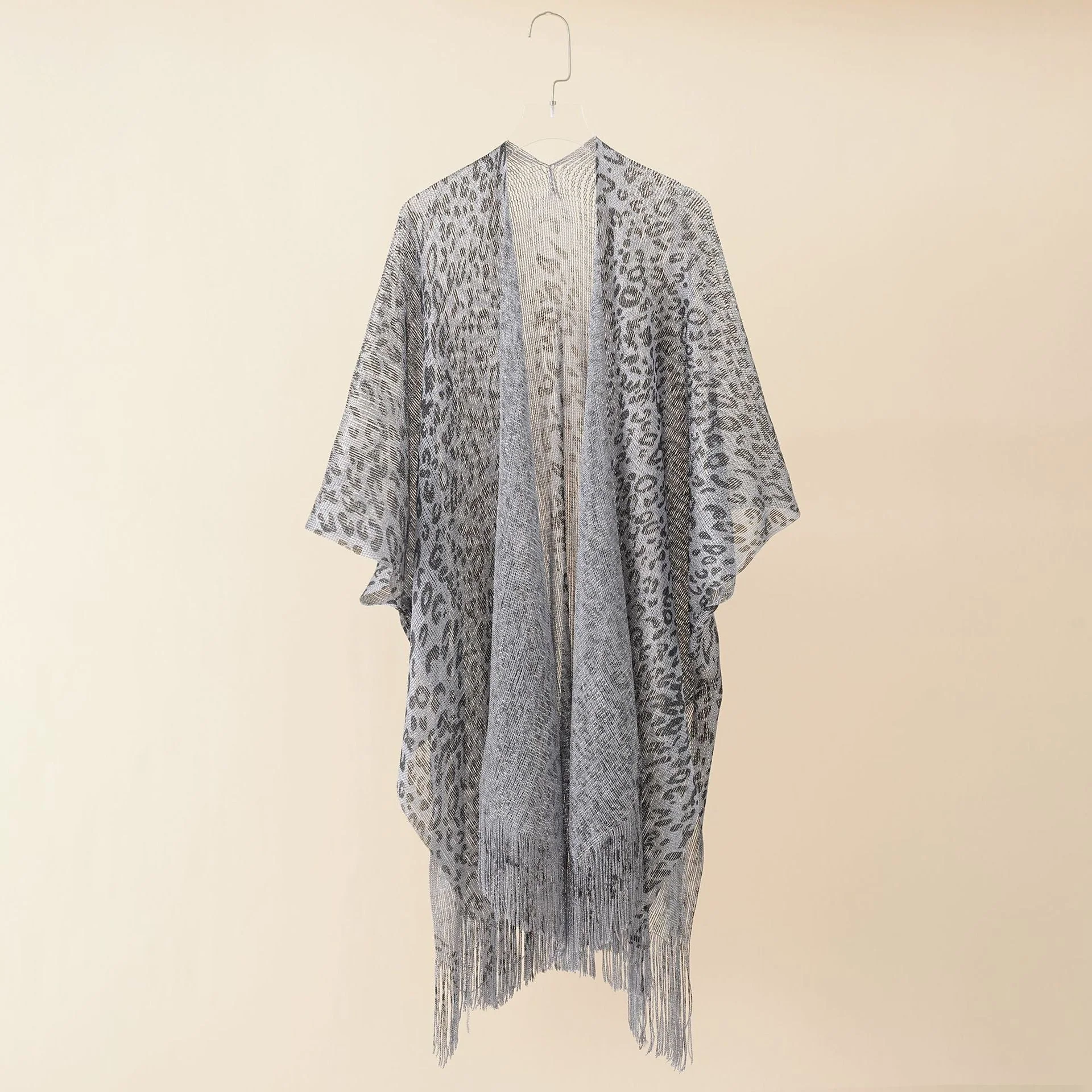 Damen Eleganter Fransen-Poncho mit Leopardenmotiv Heidi-Mode - Image 8