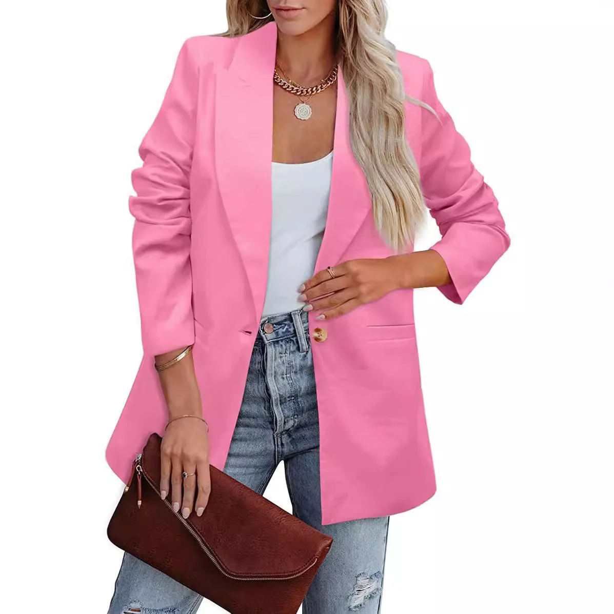 Damen Eleganter Freizeitblazer mit Lässigem Schnitt und Zwei Taschen Heidi-Mode - Image 2