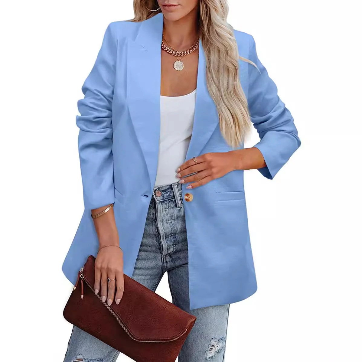 Damen Eleganter Freizeitblazer mit Lässigem Schnitt und Zwei Taschen Heidi-Mode - Image 4