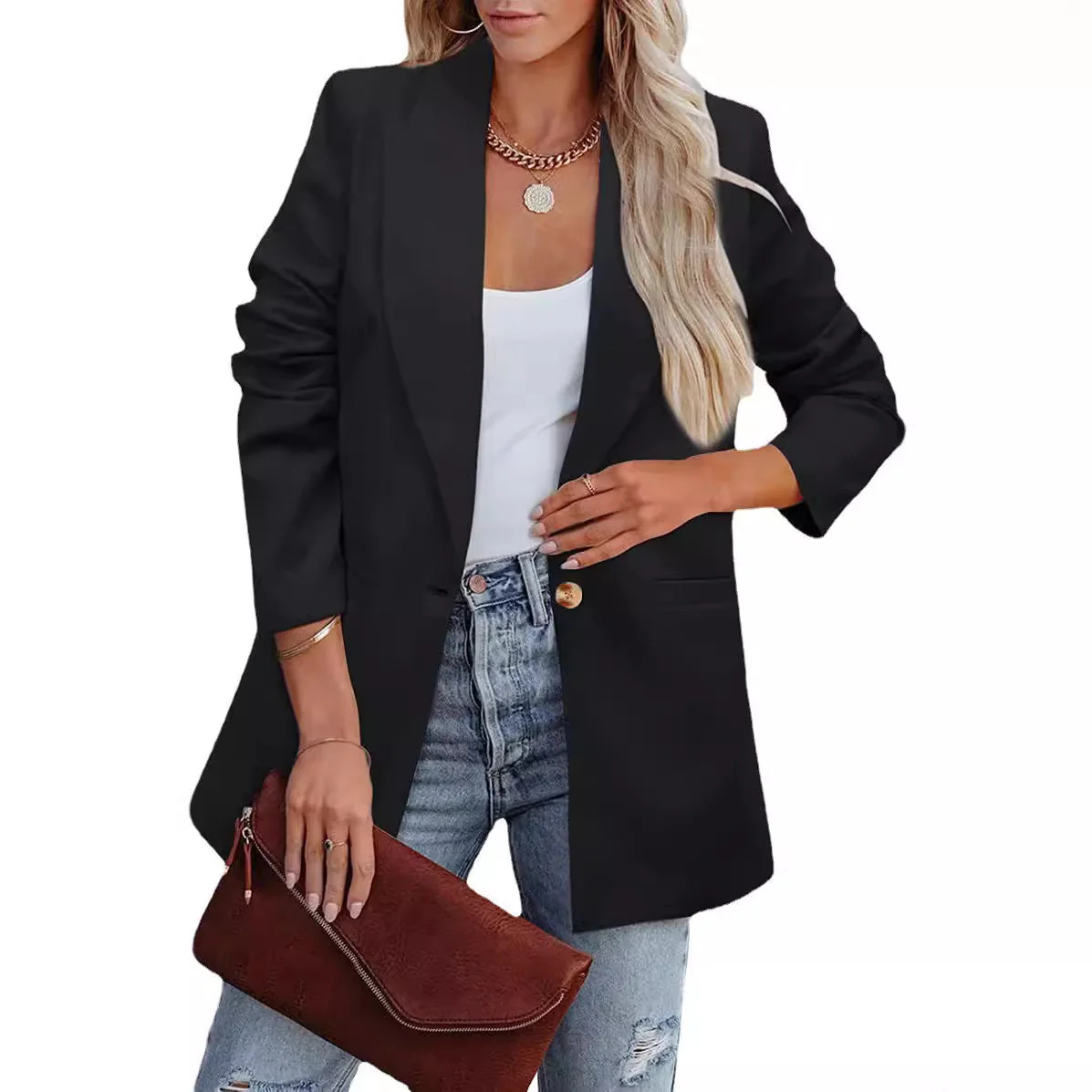 Damen Eleganter Freizeitblazer mit Lässigem Schnitt und Zwei Taschen Heidi-Mode - Image 5