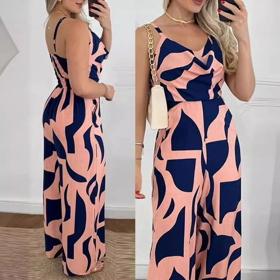 Damen Eleganter Jumpsuit mit Fließendem Stoff und Modischem Blumenmuster Heidi-Mode - Image 2
