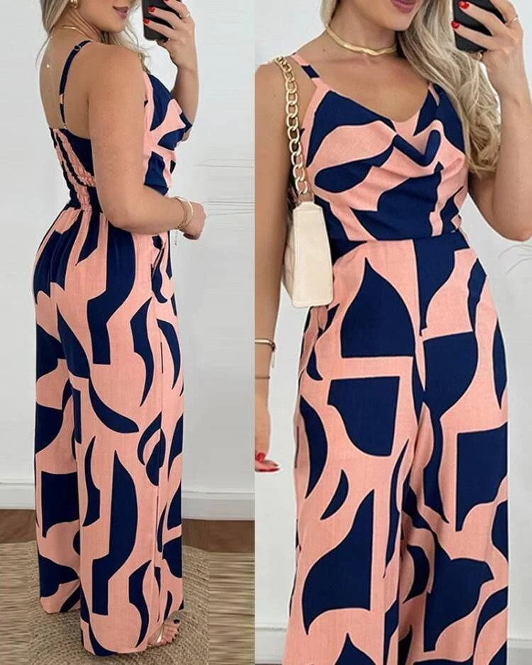 Damen Eleganter Jumpsuit mit Fließendem Stoff und Modischem Blumenmuster Heidi-Mode - Image 8