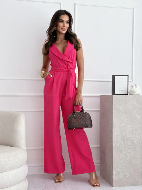 Damen Eleganter Jumpsuit mit Wickeloptik und Taillengürtel Heidi-Mode - Image 11