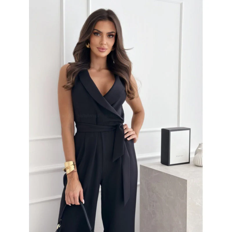 Damen Eleganter Jumpsuit mit Wickeloptik und Taillengürtel Heidi-Mode - Image 8