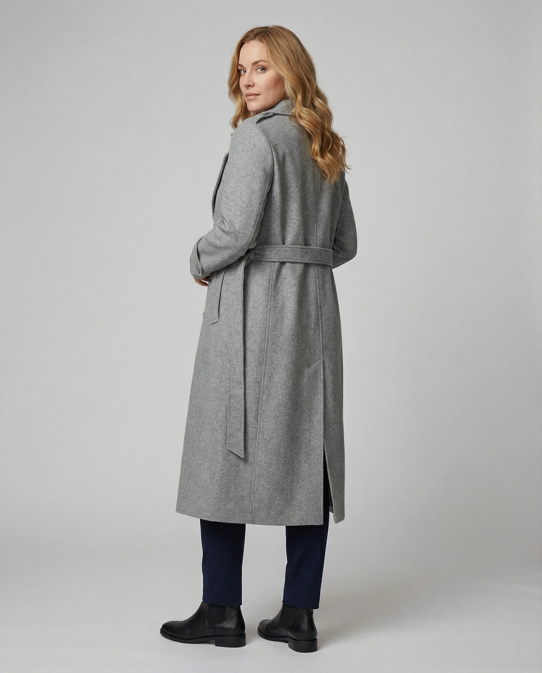 Damen Eleganter lang geschnittener Überwurf mit Doppelknotung Heidi Mode - Image 3