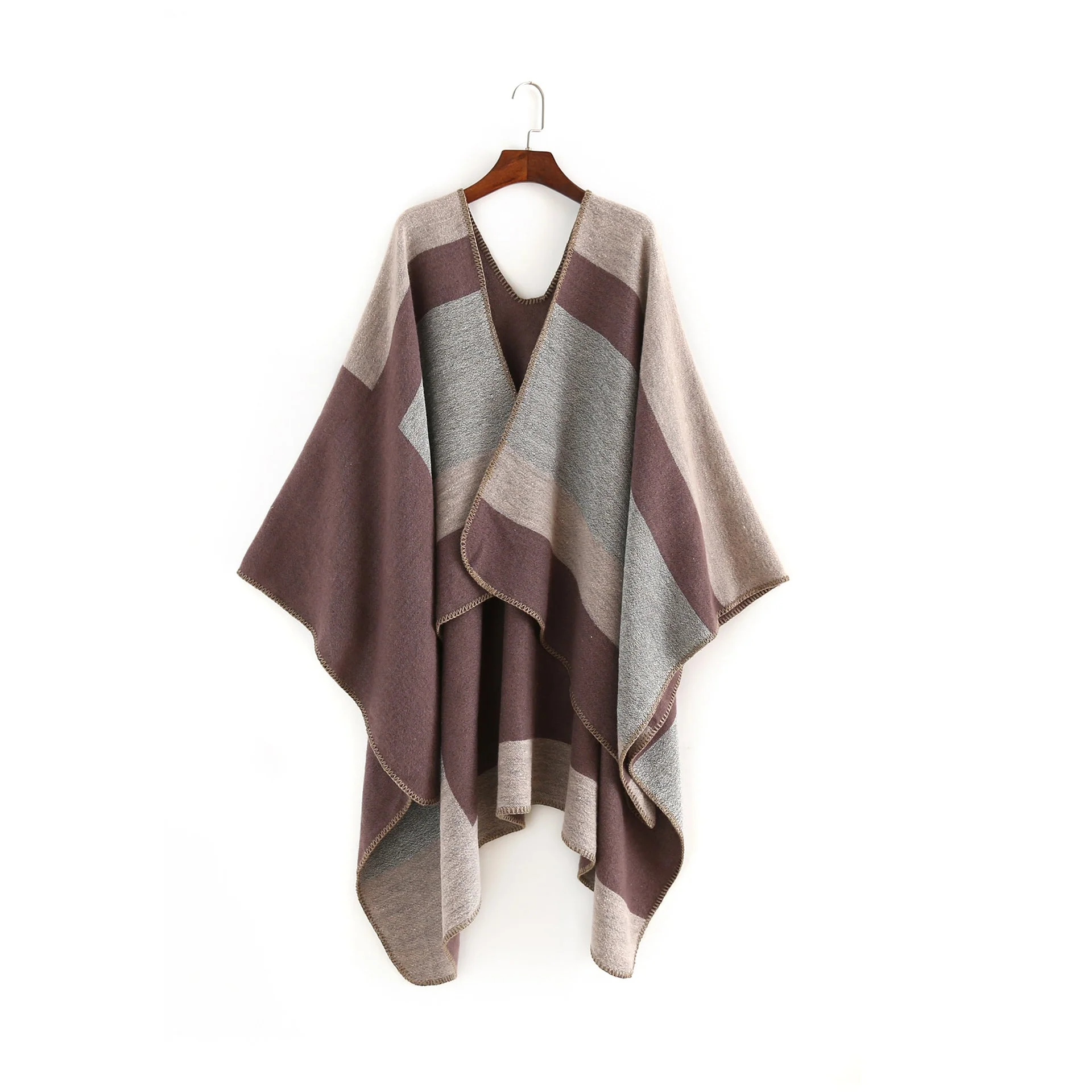 Damen Eleganter Oversized-Poncho Aus Hochwertigem Material mit Modernem Streifenmuster Heidi-Mode - Image 10