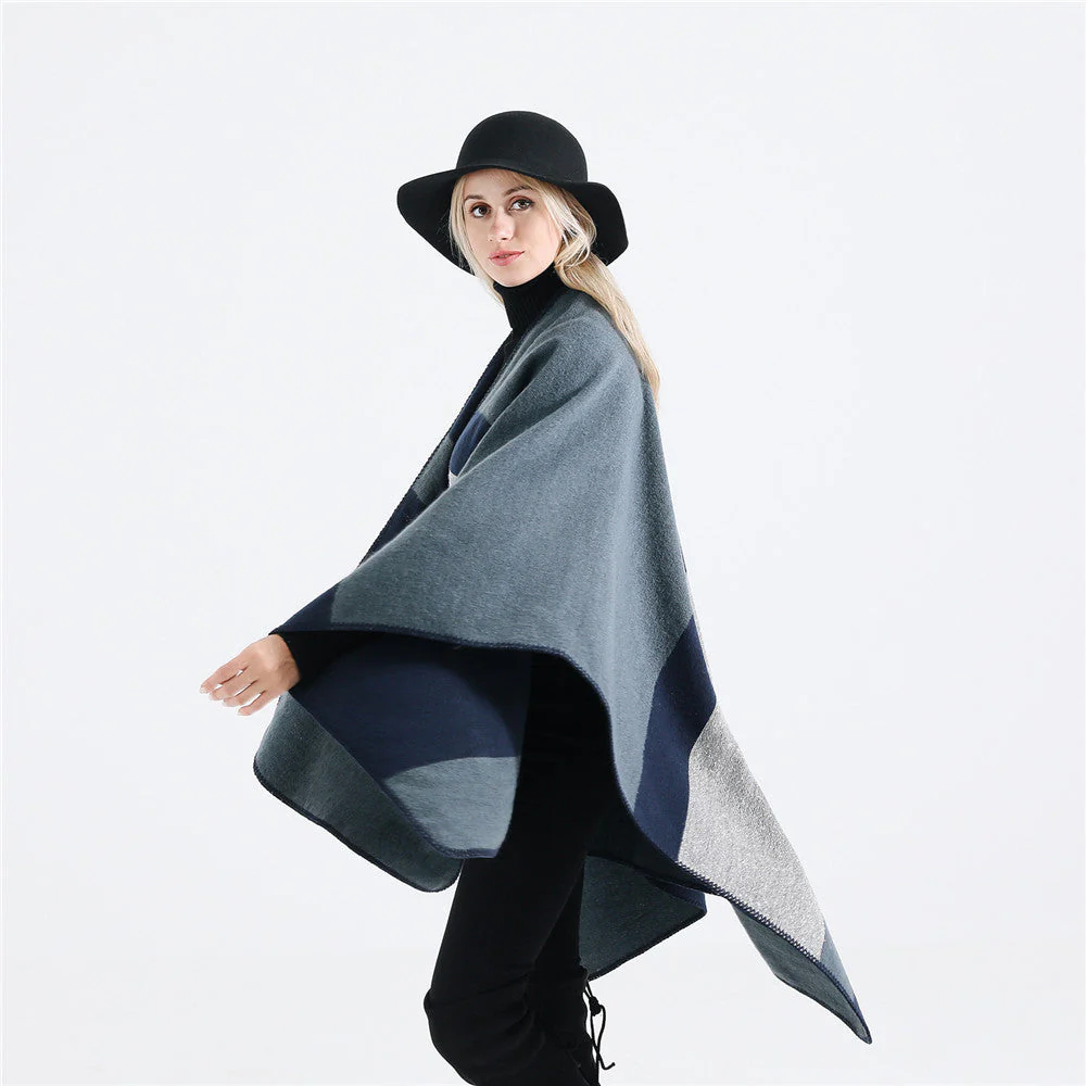 Damen Eleganter Oversized-Poncho Aus Hochwertigem Material mit Modernem Streifenmuster Heidi-Mode - Image 2