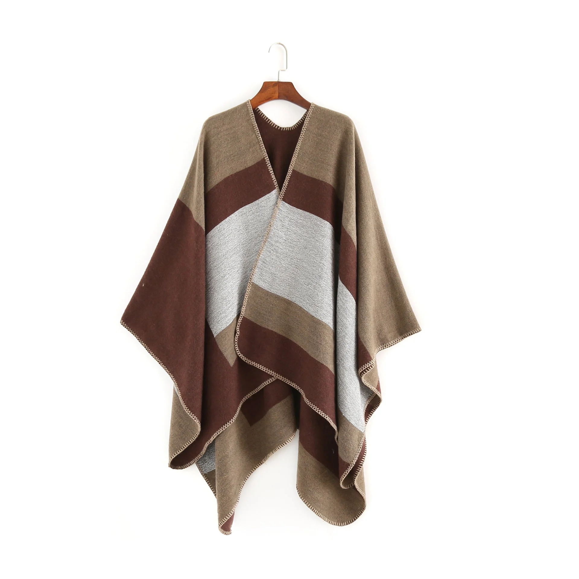 Damen Eleganter Oversized-Poncho Aus Hochwertigem Material mit Modernem Streifenmuster Heidi-Mode - Image 6