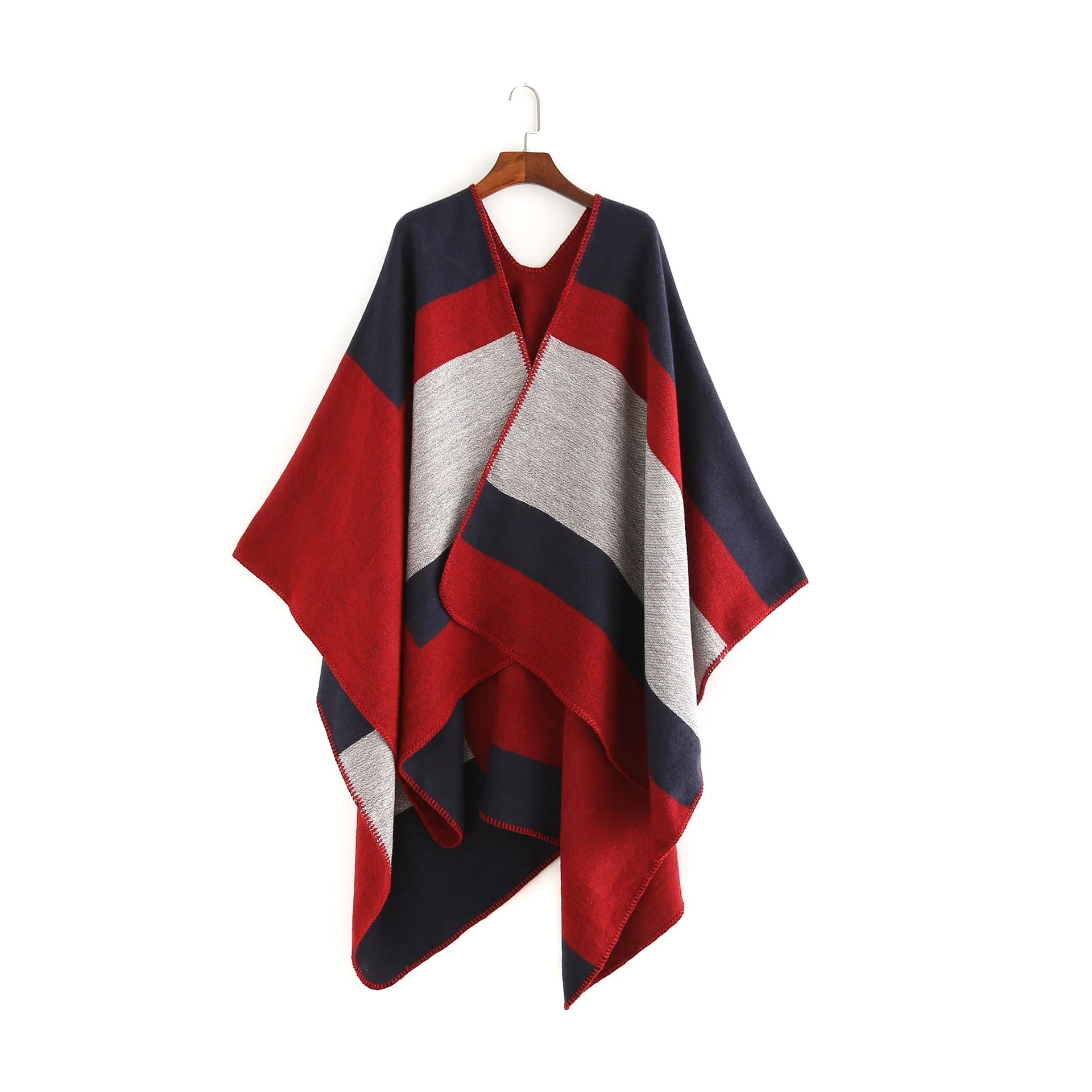 Damen Eleganter Oversized-Poncho Aus Hochwertigem Material mit Modernem Streifenmuster Heidi-Mode - Image 7