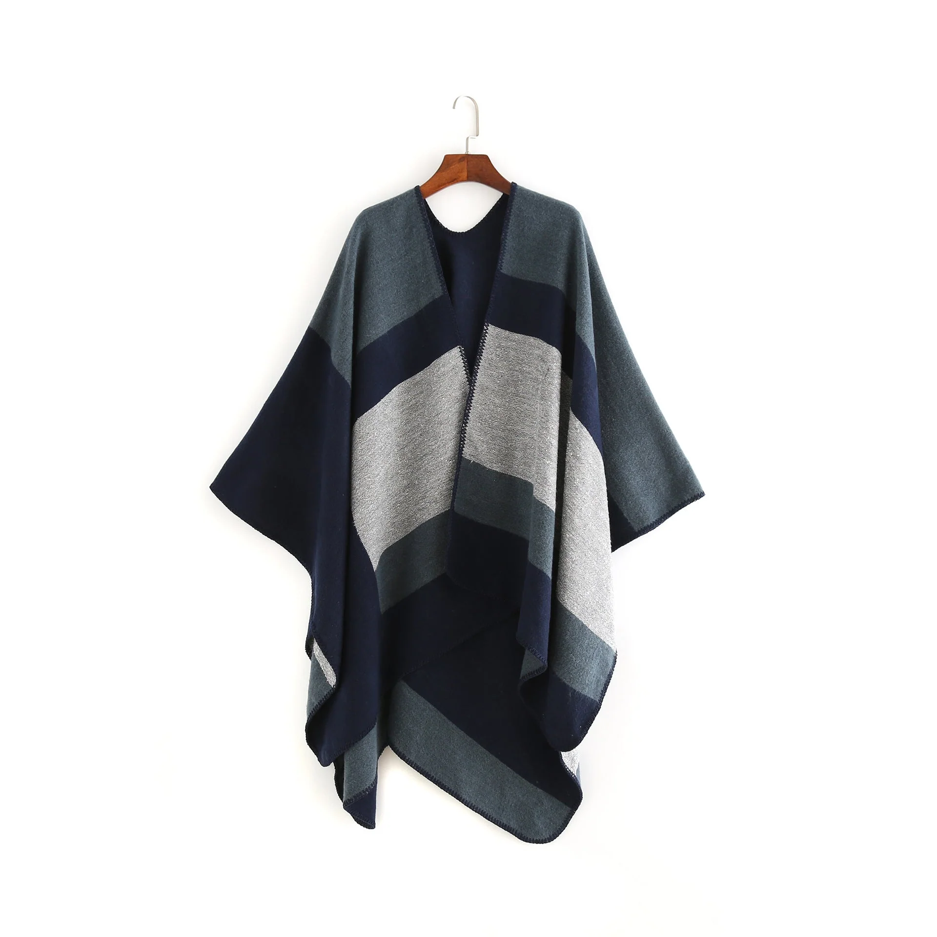 Damen Eleganter Oversized-Poncho Aus Hochwertigem Material mit Modernem Streifenmuster Heidi-Mode - Image 8