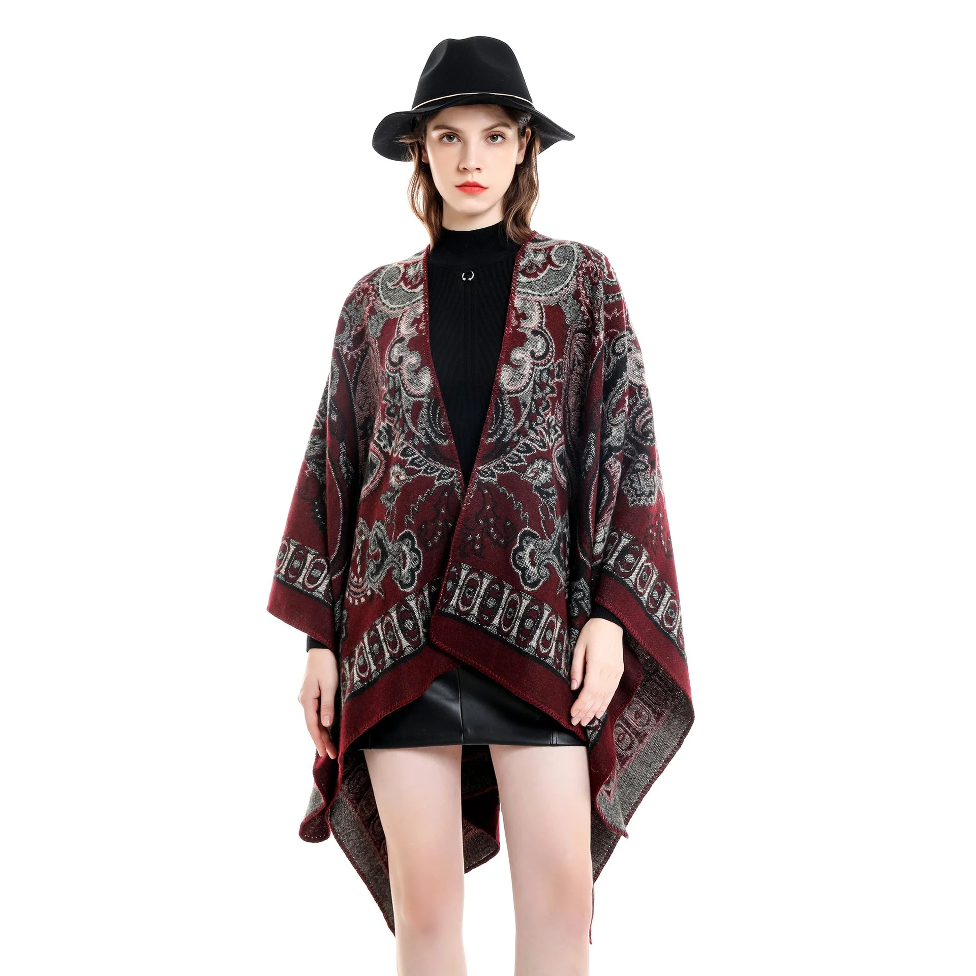 Damen Eleganter Poncho mit Kunstvollem Floralen Muster und Luxuriösem Feel Heidi-Mode - Image 7