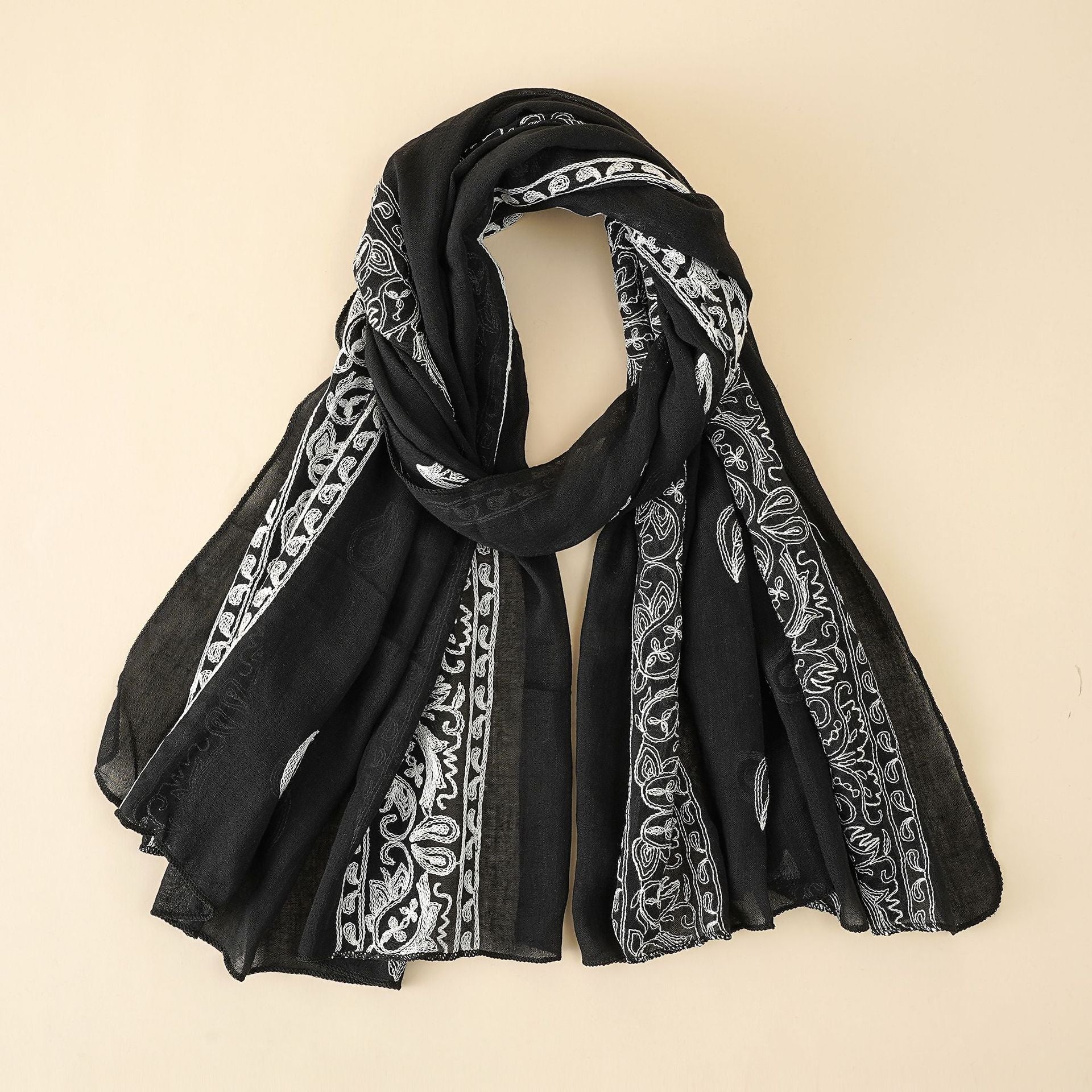 Damen Eleganter Schal Aus Hochwertigem Chiffon mit Filigraner Stickerei Heidi-Mode - Image 3