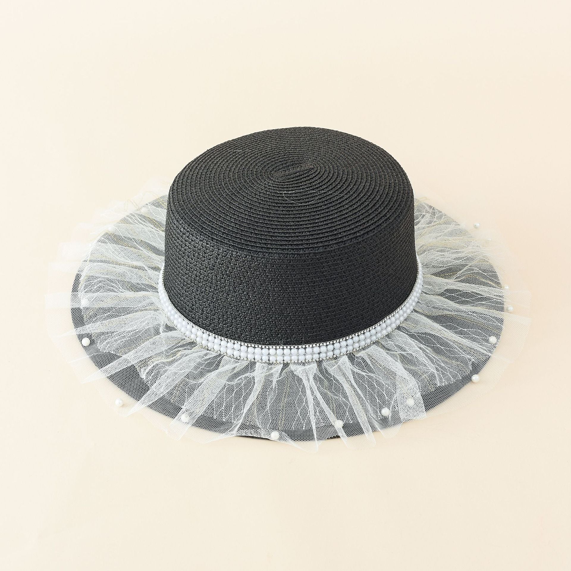 Damen Eleganter Sonnenhut mit Feinem Tüllbesatz und Stilvoller Perlenverzierung Heidi-Mode - Image 2