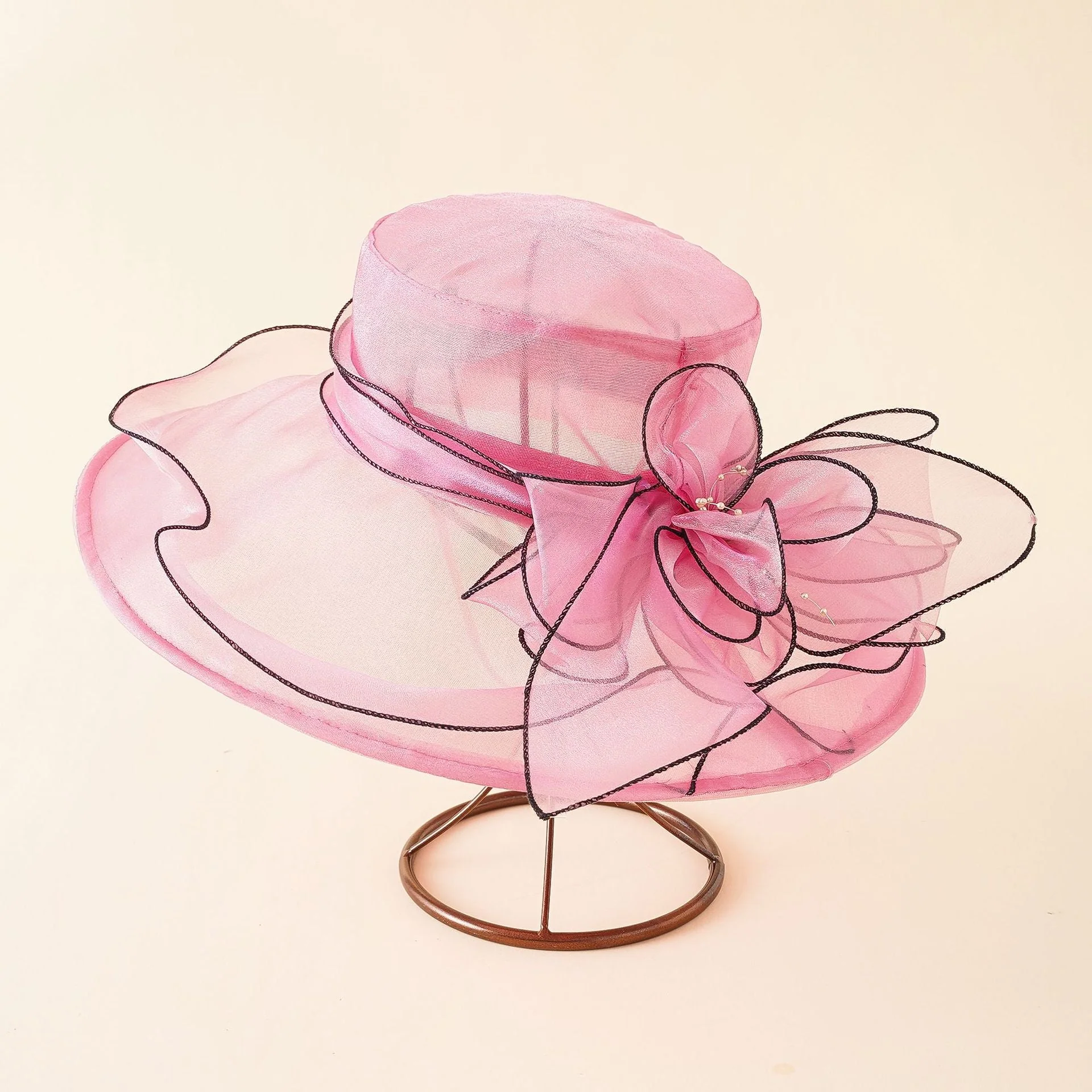 Damen Eleganter Sonnenhut mit Feiner Netzstruktur und Romantischen Schleifenelementen Heidi-Mode - Image 3