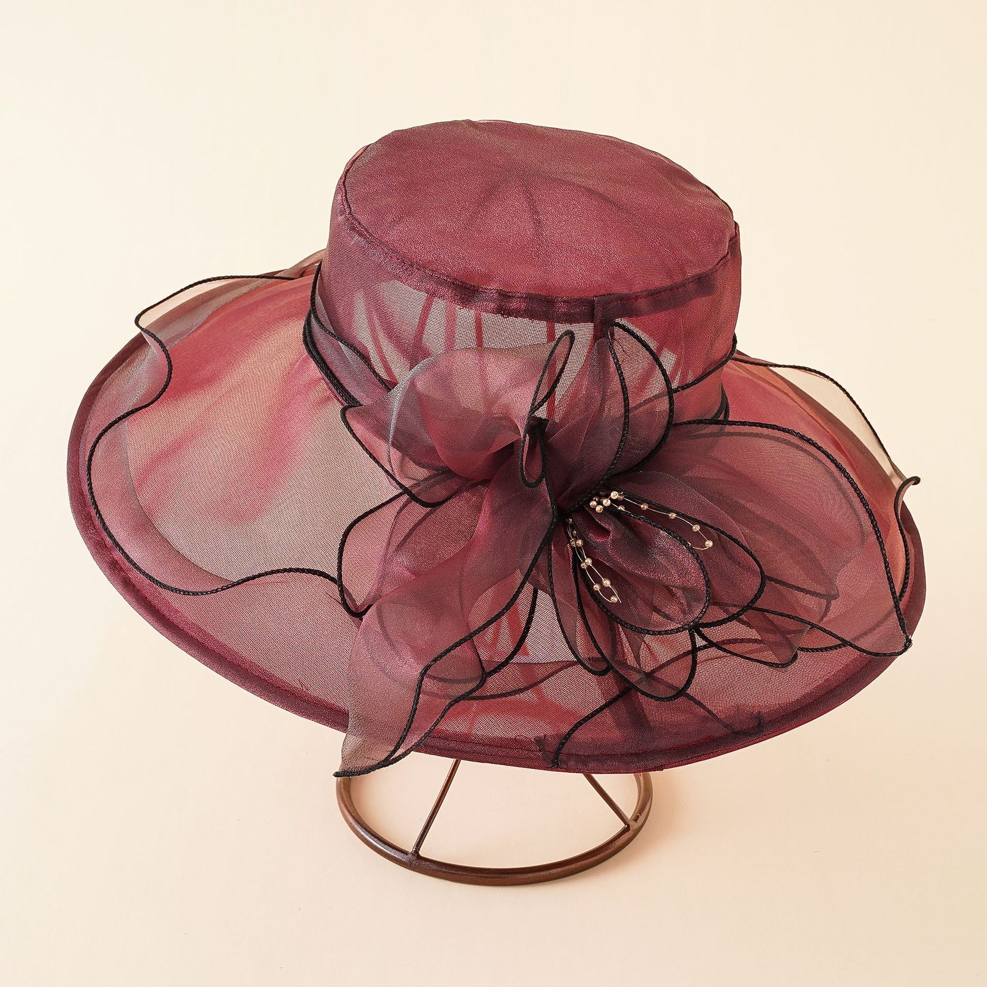 Damen Eleganter Sonnenhut mit Feiner Netzstruktur und Romantischen Schleifenelementen Heidi-Mode - Image 7