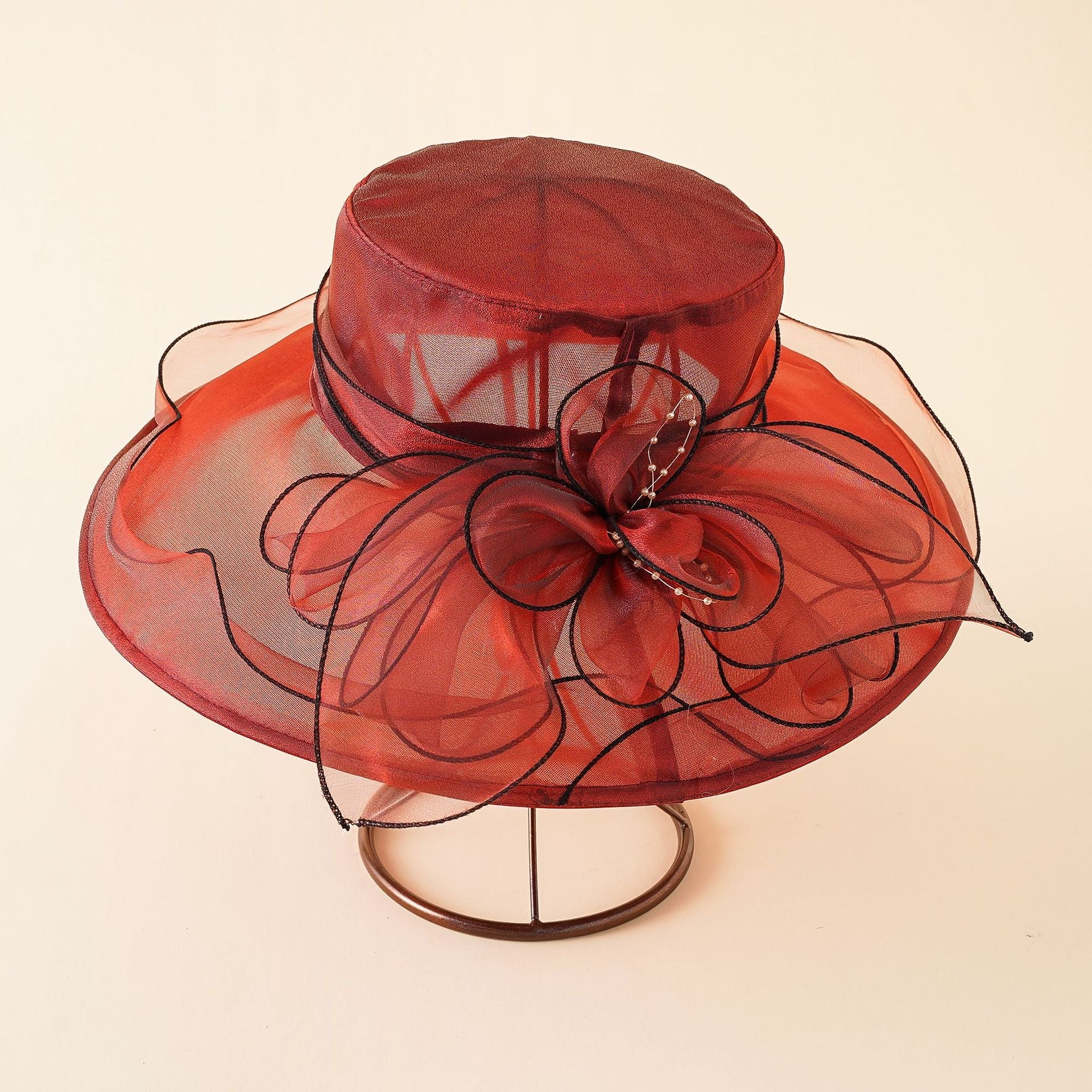 Damen Eleganter Sonnenhut mit Feiner Netzstruktur und Romantischen Schleifenelementen Heidi-Mode - Image 8