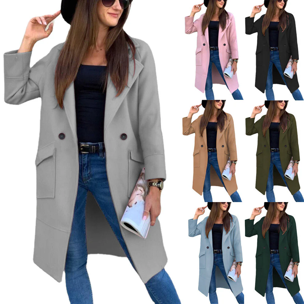 Damen Eleganter Trenchcoat mit Doppelter Knopfleiste und Praktischen Taschen Heidi-Mode - Image 2
