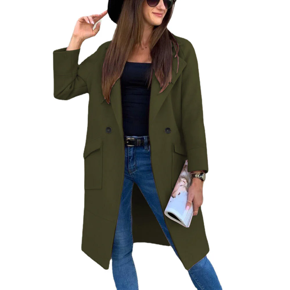Damen Eleganter Trenchcoat mit Doppelter Knopfleiste und Praktischen Taschen Heidi-Mode - Image 4