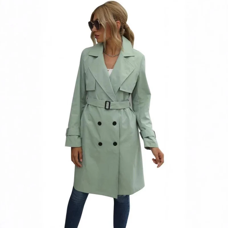 Damen Eleganter Trenchcoat mit doppelter Knopfleiste und schickem Kragen Heidi-Mode - Image 8
