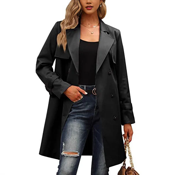 Damen Eleganter Trenchcoat mit doppelter Knopfleiste und schickem Kragen Heidi-Mode - Image 9