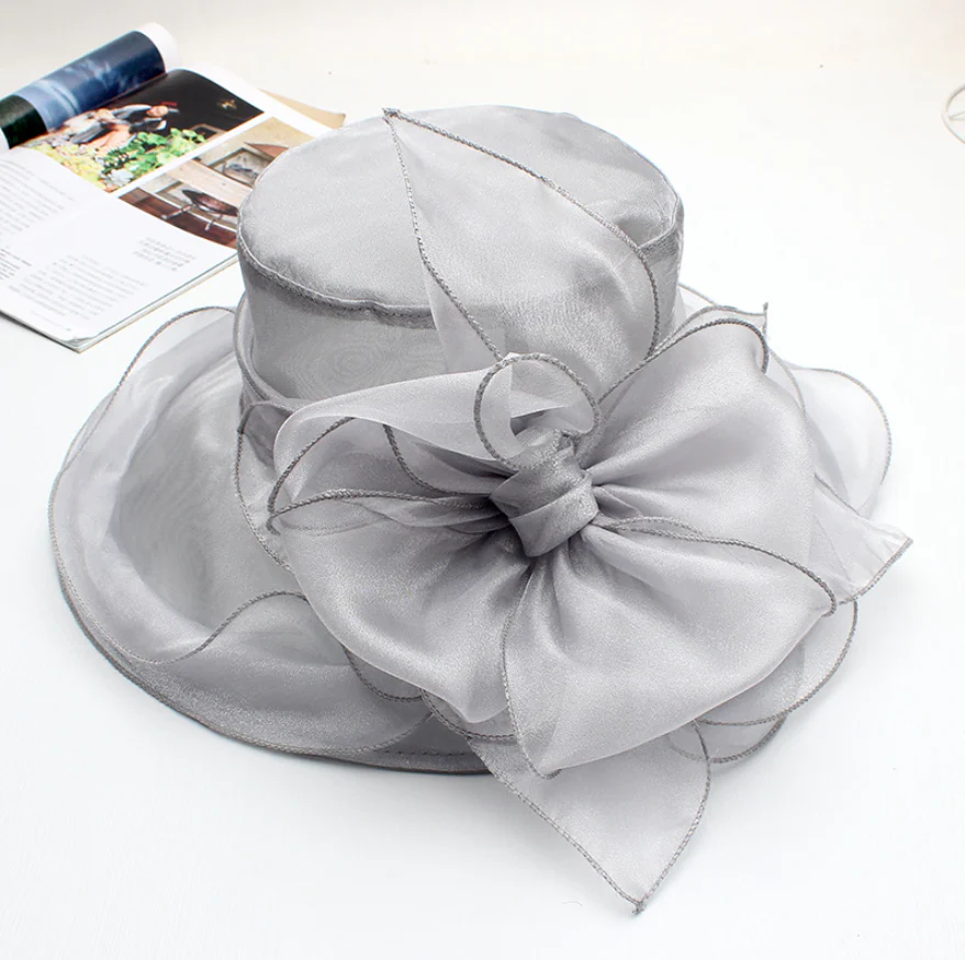 Damen Eleganter Tüllhut mit Großem Gefaltetem Blumenmotiv Heidi-Mode - Image 12