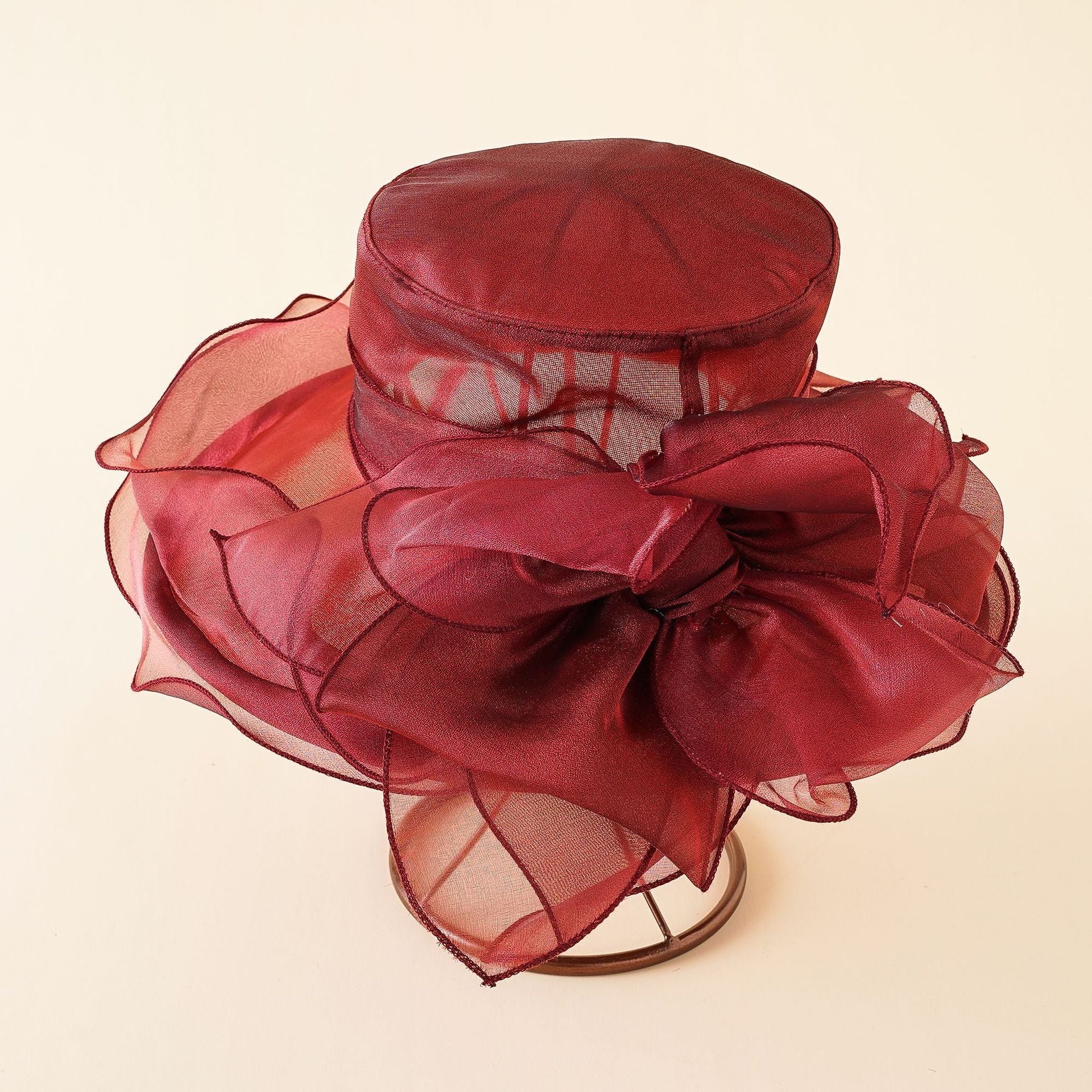 Damen Eleganter Tüllhut mit Großem Gefaltetem Blumenmotiv Heidi-Mode - Image 7