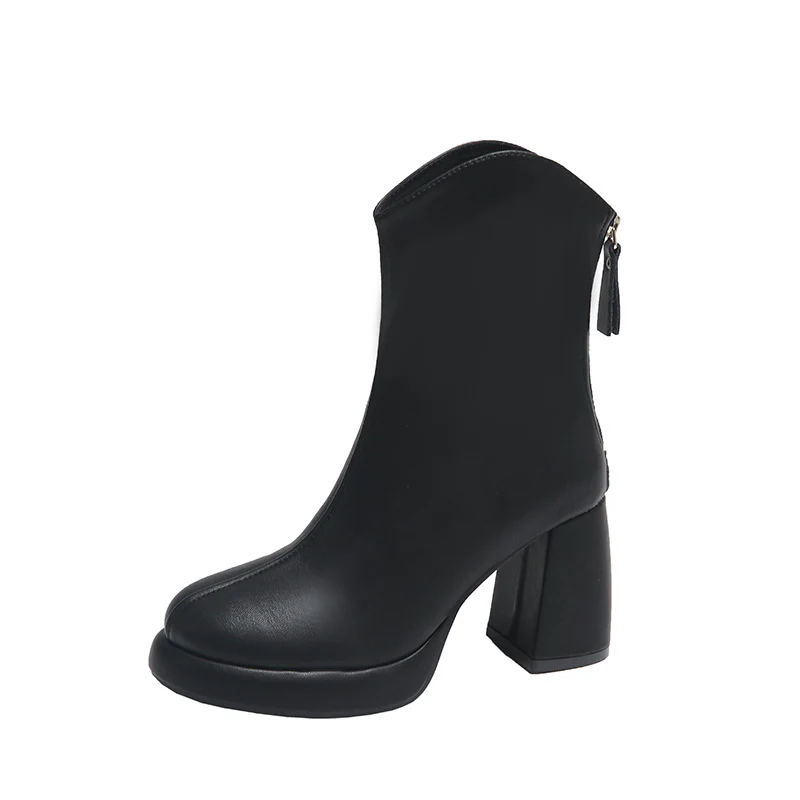 Damen eleganter und edler Ankle Boot mit blockiertem Absatz und Reißverschluss Heidi Mode - Image 5