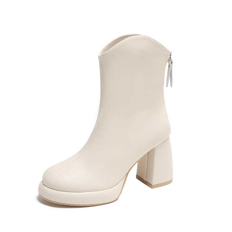 Damen eleganter und edler Ankle Boot mit blockiertem Absatz und Reißverschluss Heidi Mode - Image 7