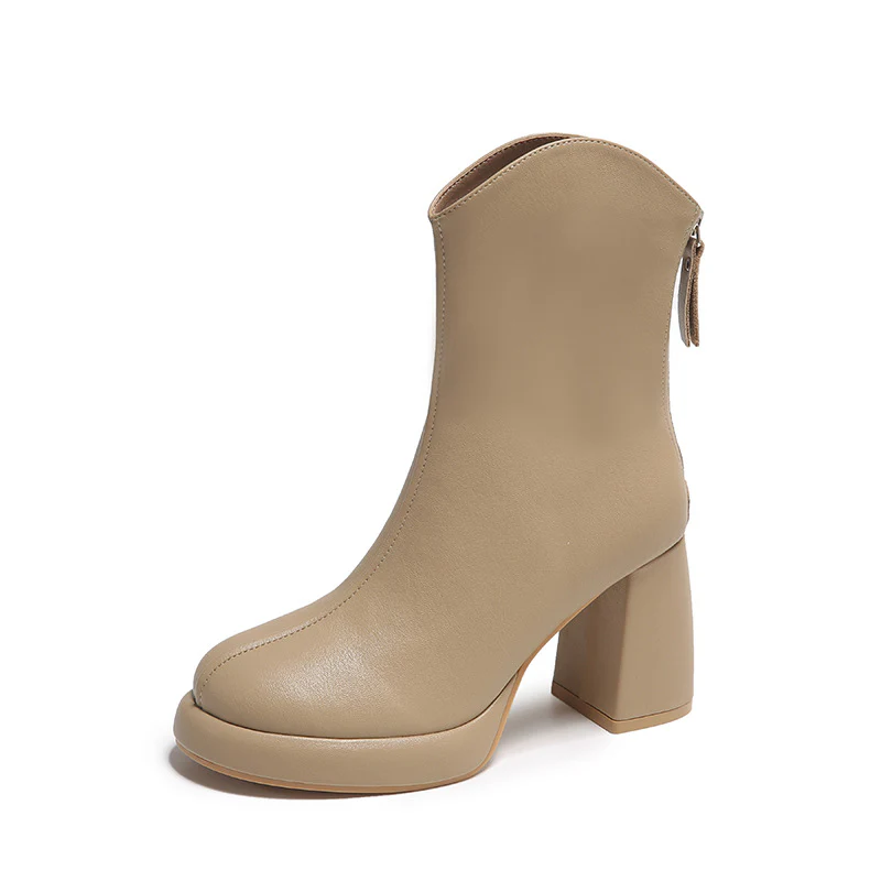 Damen eleganter und edler Ankle Boot mit blockiertem Absatz und Reißverschluss Heidi Mode - Image 8