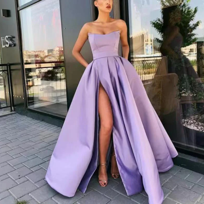 Damen Elegantes Abendkleid mit Tiefem Schlitz und Schwingendem Rock Heidi-Mode - Image 2