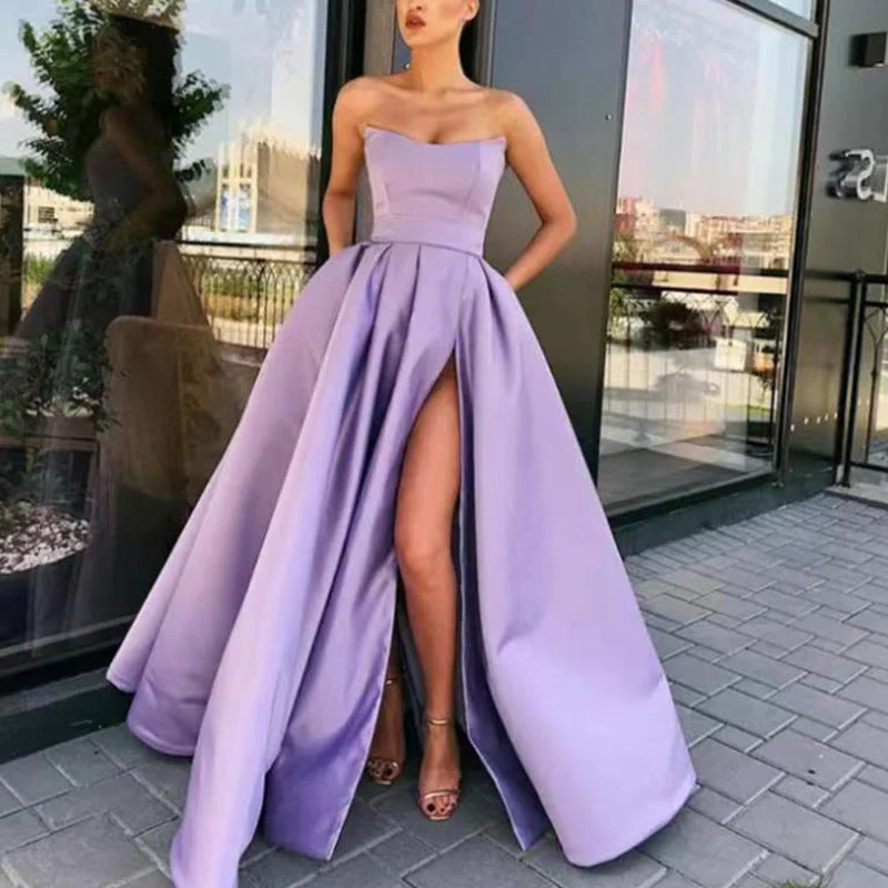 Damen Elegantes Abendkleid mit Tiefem Schlitz und Schwingendem Rock Heidi-Mode - Image 3