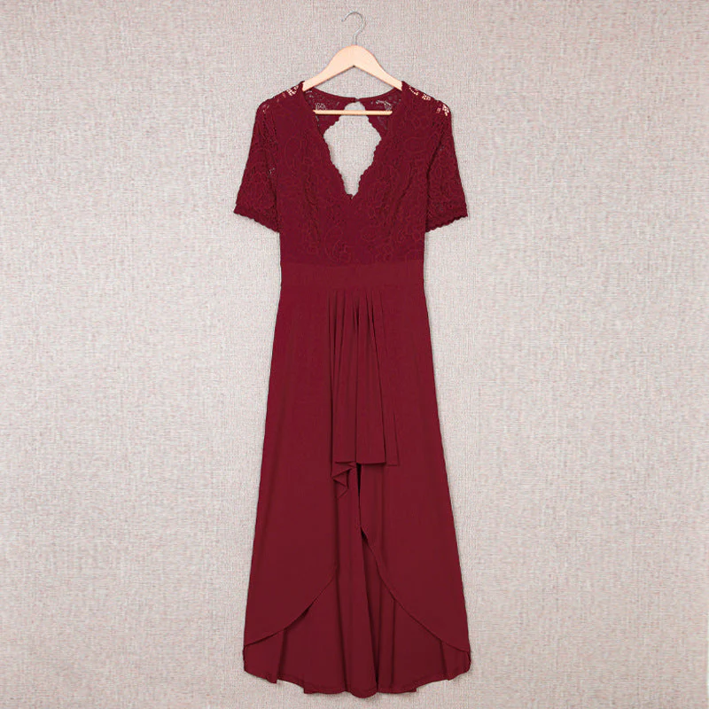 Damen Elegantes Abendkleid mit Tiefem V-Ausschnitt und Gerafftem Rocksaum Heidi-Mode - Image 4
